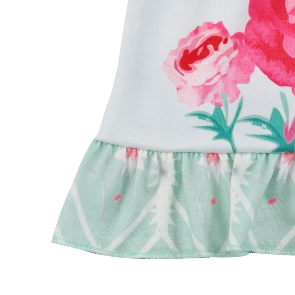 Boutique Floral Striped Sleeveless Ruffle Dress